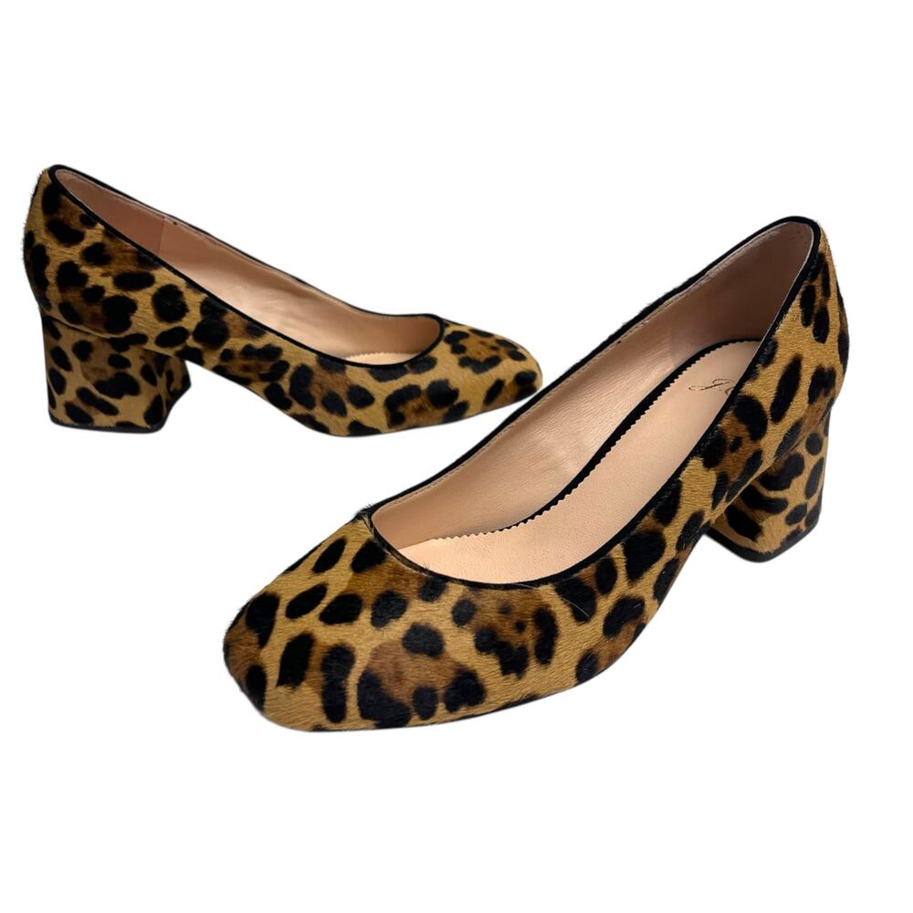 J Crew Leopard Calf Hair Block-Heel Celia Pumps Heels | Womens 8  *EUC* - Picture 3 of 13